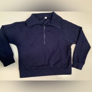 Women's Navy Zip-Up Sweater